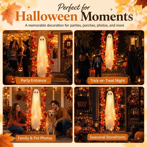 Cervual Halloween - 👻Free Shipping🍁Light-Up Maple Ghost Swing Halloween Decoration