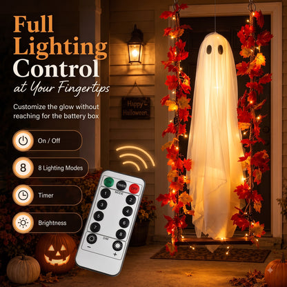 Cervual Halloween - 👻Free Shipping🍁Light-Up Maple Ghost Swing Halloween Decoration
