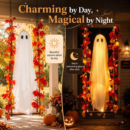 Cervual Halloween - 👻Free Shipping🍁Light-Up Maple Ghost Swing Halloween Decoration