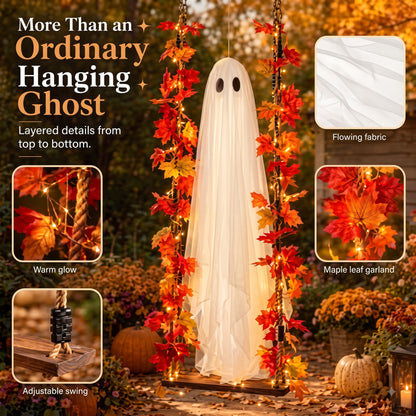 Cervual Halloween - 👻Free Shipping🍁Light-Up Maple Ghost Swing Halloween Decoration