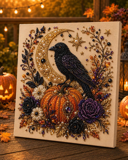 Ceruval - Halloween Pearl Art DIY Kit – Turn Tiny Pearls into Spooky-Cute Magic (Size:7.87in*7.87in)