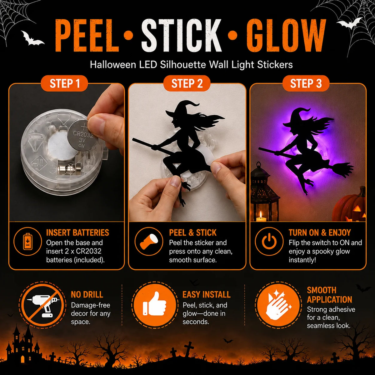 Ceruval - LED Silhouette Wall Light Stickers